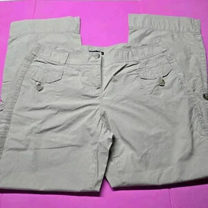 New York & Co Convertible Roll-Up Pants Size 12 Khaki Tan Cotton